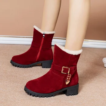 Nou Cizme pentru Femei de Moda de la Mijlocul tubului Cizme groase de Iarna Bumbac Pantofi Platforma Cizme Casual în aer liber Vițel Cizme