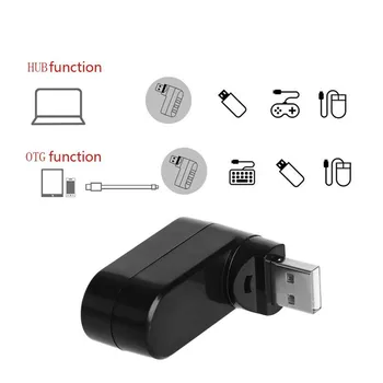 Hub USB de mare Viteză Adaptor Roti U Disc Reader Splitter 3 Porturi USB 2.0 pentru Calculator PC, Laptop, Mac Mini Accesorii de Calculator