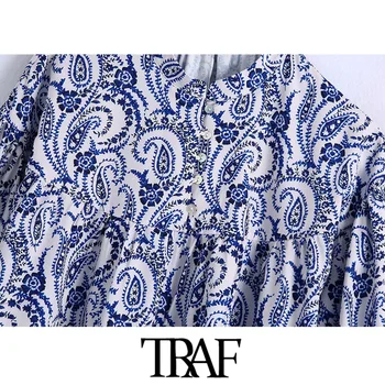TRAFICUL de Femei de Moda Totem Imprimare Vrac Bluze Vintage cu Maneci Lungi Buton-up Feminin Tricouri Blusas Topuri Chic
