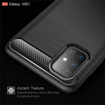 Fibra de Carbon Acoperire Pentru Samsung Galaxy M51 Caz de Cauciuc Siliconic rezistent la Șocuri Caz Pentru Samsung M51 Caz Pentru Samsung M51 M515F 6.7