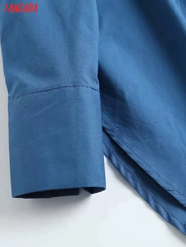 Tangada 2022 Femei Primavara de Înaltă Calitate, Albastru Bluza din Bumbac cu Maneci Lungi Chic de Birou de sex Feminin Lady Shirt Blusas Femininas 4C234