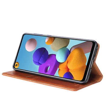 De lux din piele de caz pentru Samsung Galaxy A21S A217F A217M de Lux Magnetic de adsorbție Flip Cover Piele Caz de Telefon
