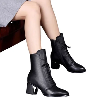 2021 Nou Cizme pentru Femei PU Femei Pantofi pentru Femei cu toc Înalt Bumbac Țină de Cald Iarna Cizme Zapatos De Mujer