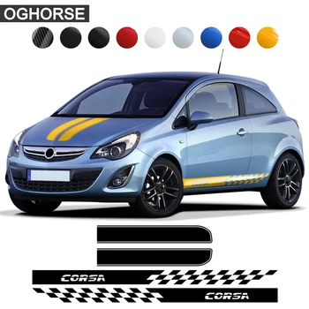 Auto Styling Ușa Laterală Dungi Fusta Autocolant de Curse Sport Grafică de Vinil Capac Capota Decal pentru Opel Corsa C D E F