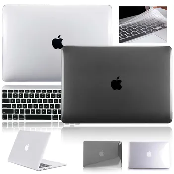 Noul Material PVC Caz Laptop pentru Apple MacBook Air Pro Retina 11 12 13 15 Inch + Tastatura se Acoperă cu Negru și Alb Serie