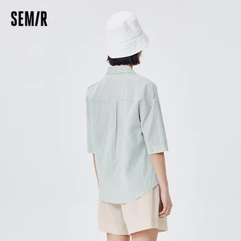 SEMIR Tricou Femei Vrac Retro Vară Stil Nou 2021 Tencel Lenjerie de pat din Bumbac Bluza Alb Topuri de Vara Secțiune Subțire